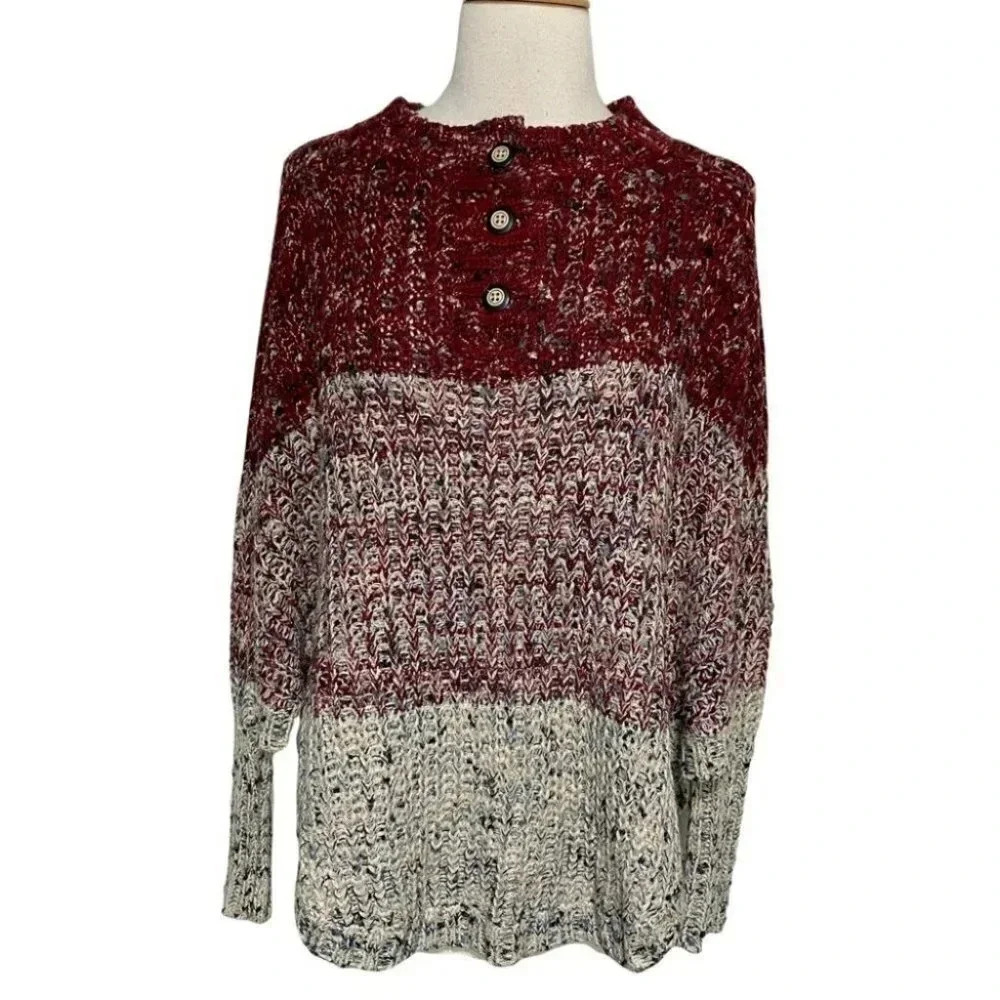 Simply Noelle S/M (8-10) wine & cream dolman sleeve sweater